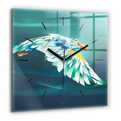 Horloge murale carrée 60x60 cm Image d'un aigle en vol