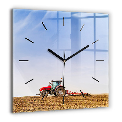 Horloge murale carrée 60x60 cm Agriculteur dans un tracteur