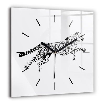 Pendule carrée en verre 60x60 cm Silhouette de panthère