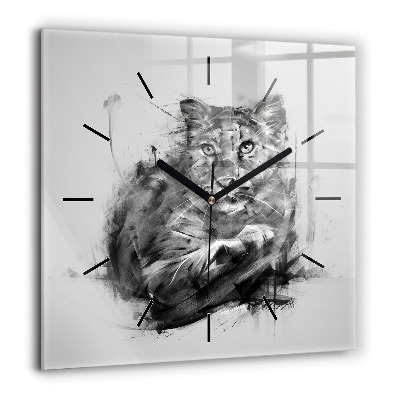 Horloge murale carrée 60x60 cm Lion peint