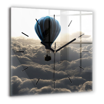 Pendule carrée en verre 60x60 cm Ballon dans le ciel