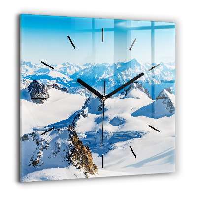 Horloge murale carrée 60x60 cm Skieur dans les Alpes