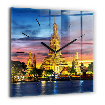Horloge murale carrée 60x60 cm Temple à Bangkok