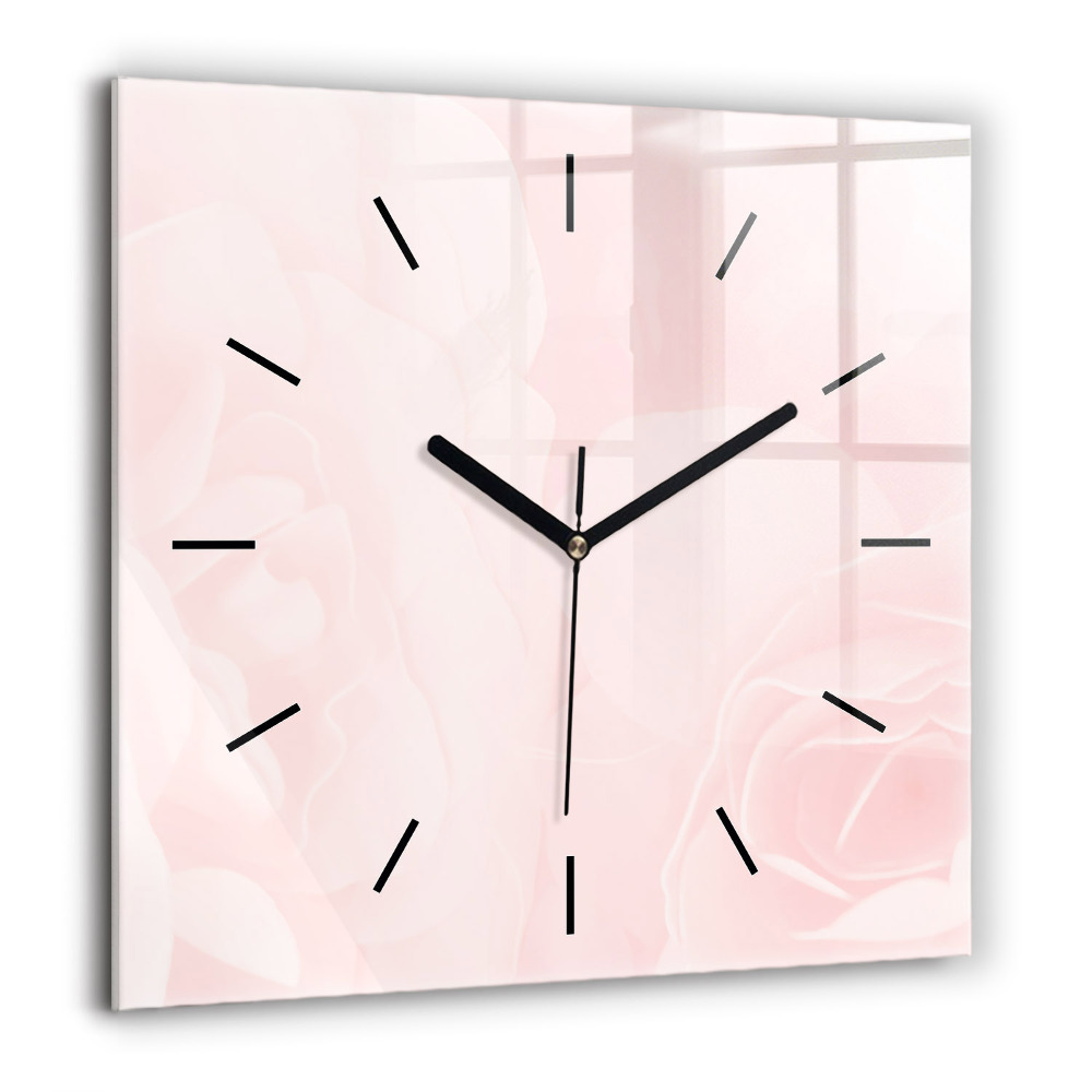 Horloge murale carrée 60x60 cm Roses en fleurs
