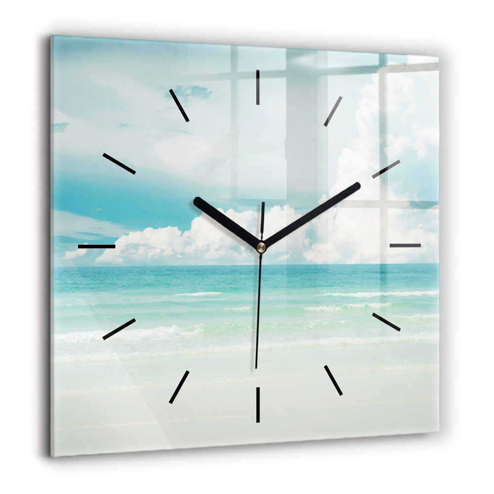 Horloge carrée en verre 60x60 cm Paysage mer