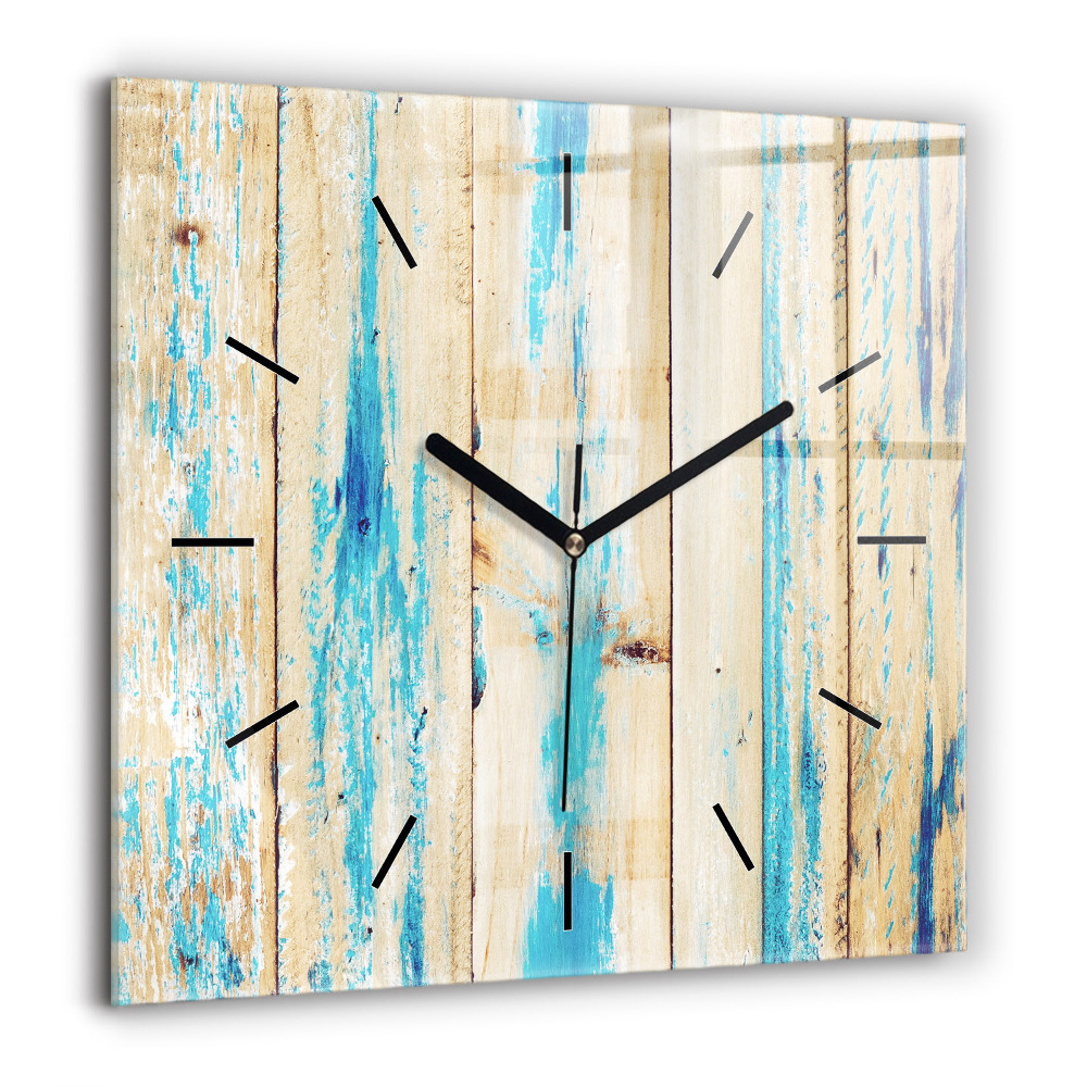 Horloge carrée en verre 60x60 cm Bois rayé