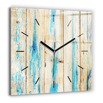 Horloge carrée en verre 60x60 cm Bois rayé