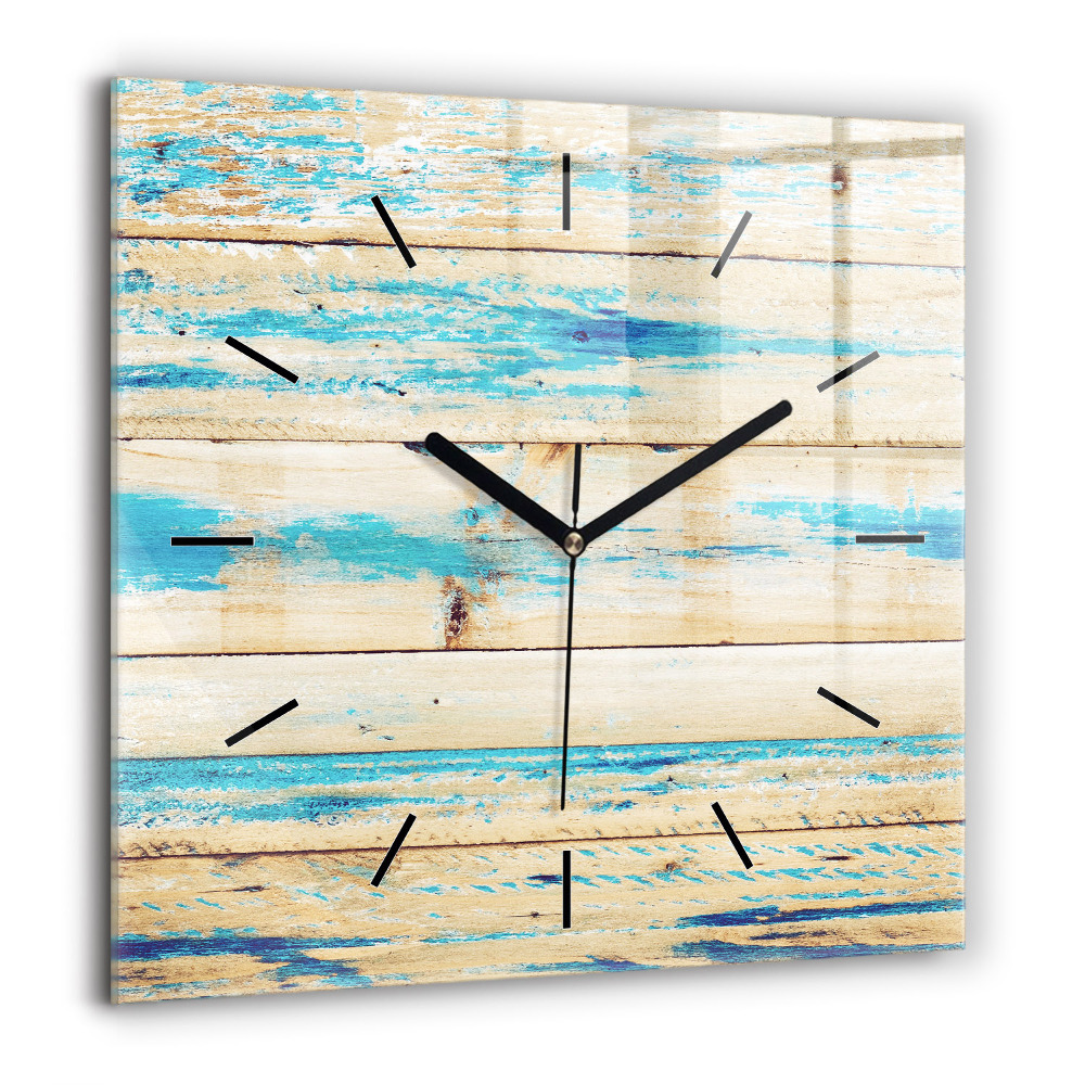 Horloge murale carrée 60x60 cm Bois rayé