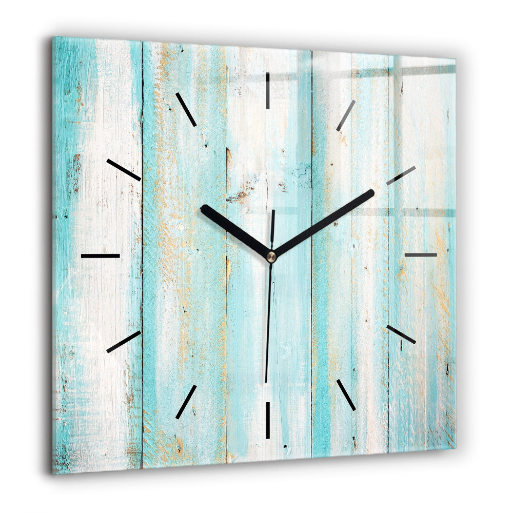 Horloge murale carrée 60x60 cm Planches bleues