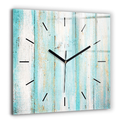 Horloge murale carrée 60x60 cm Planches bleues