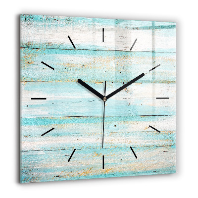 Pendule carrée en verre 60x60 cm Planches bleues