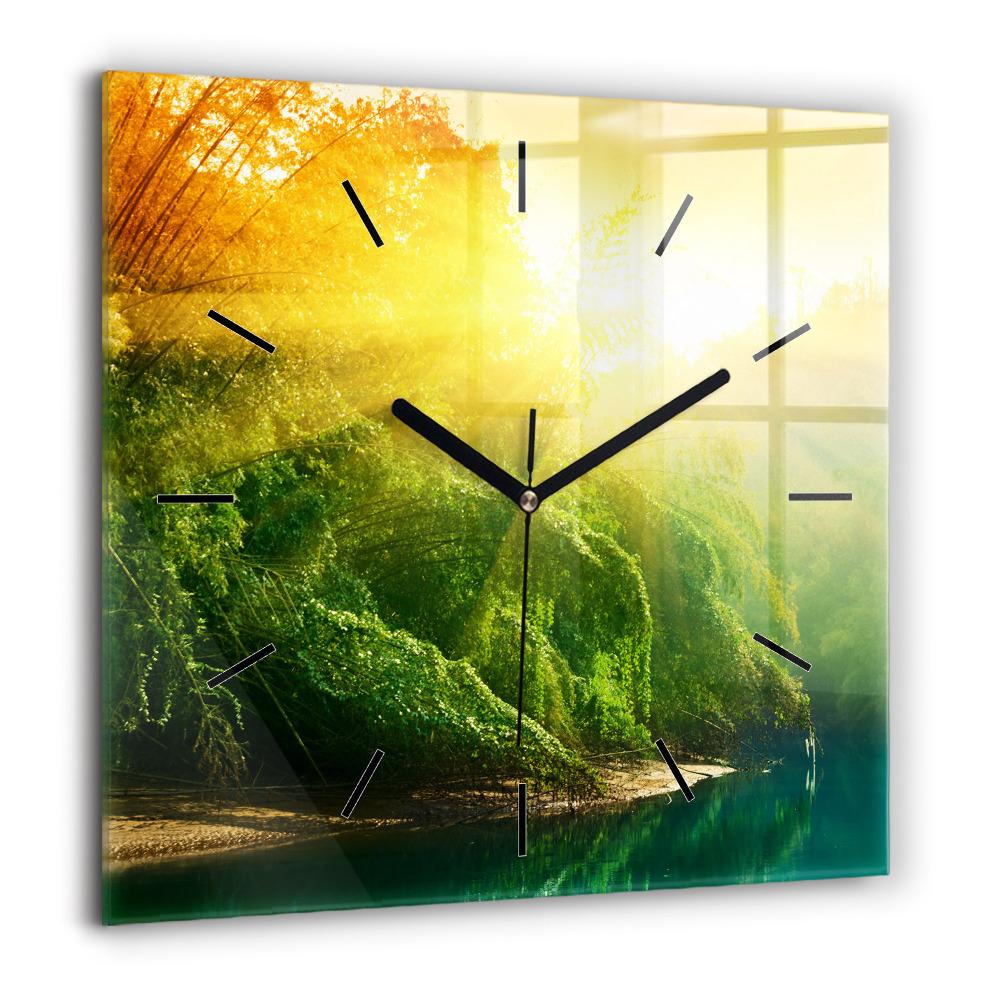 Horloge carrée en verre 60x60 cm Nature paisible