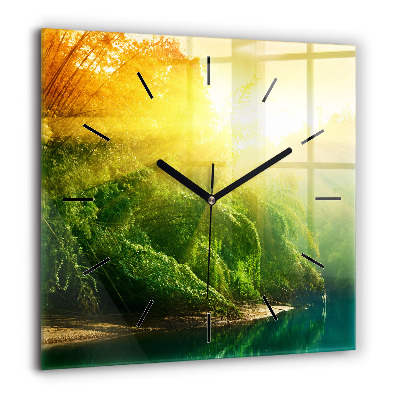 Horloge carrée en verre 60x60 cm Nature paisible