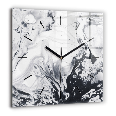 Pendule carrée en verre 60x60 cm Marbre abstrait à l'encre