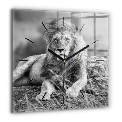 Pendule carrée en verre 60x60 cm Abstrait - Lion