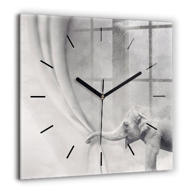 Horloge murale carrée 60x60 cm Éléphant