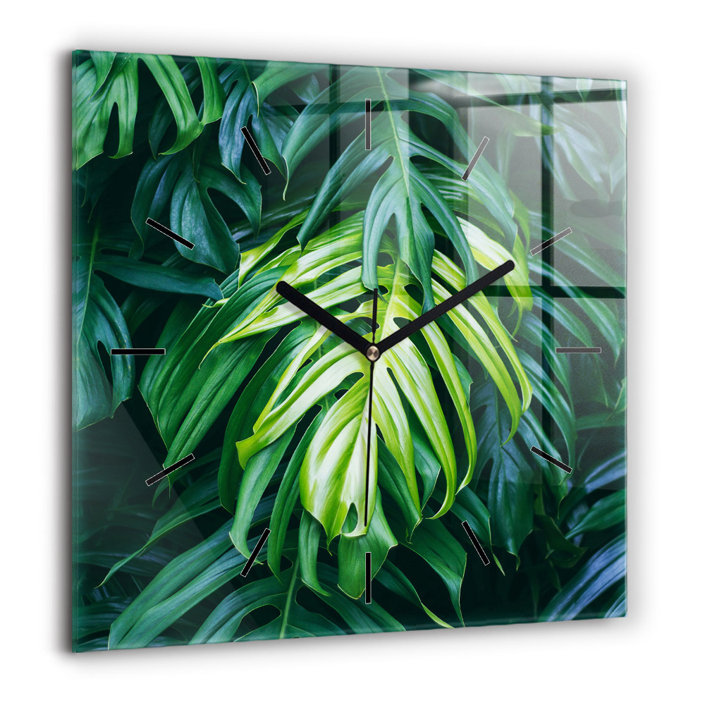 Pendule carrée en verre 60x60 cm Nature tropicale