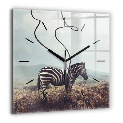 Horloge carrée en verre 60x60 cm Zèbre - Abstraction