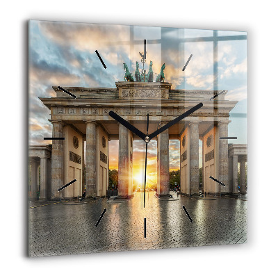 Pendule carrée en verre 60x60 cm Porte de Brandebourg à Berlin