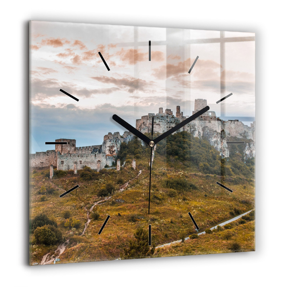 Horloge carrée en verre 60x60 cm Château de Spiš en Slovaquie