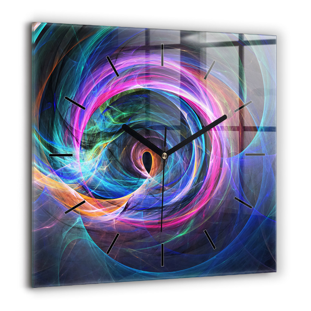 Horloge murale carrée 60x60 cm Fractale colorée