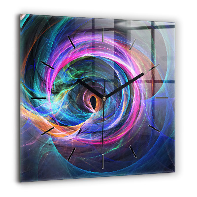 Horloge murale carrée 60x60 cm Fractale colorée