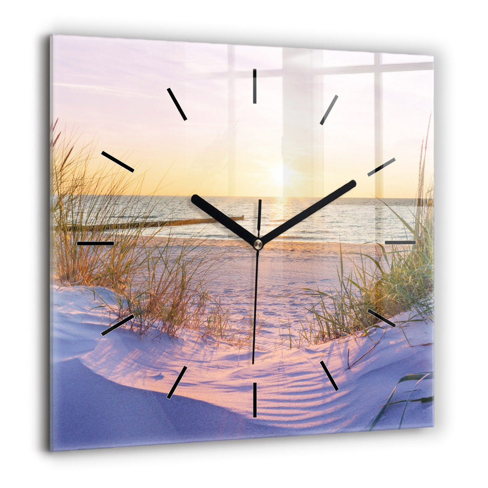 Horloge carrée en verre 60x60 cm Mer ensoleillée polonaise