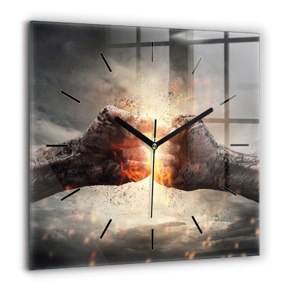 Pendule carrée en verre 60x60 cm Force des poings