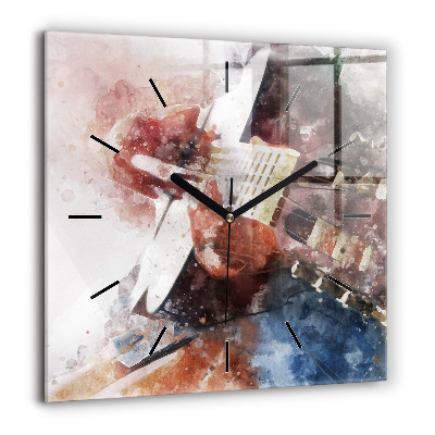 Pendule carrée en verre 60x60 cm Visualisation de la guitare