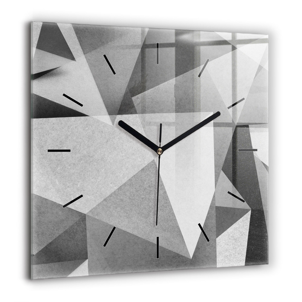 Horloge carrée en verre 60x60 cm Abstraction géométrique grise