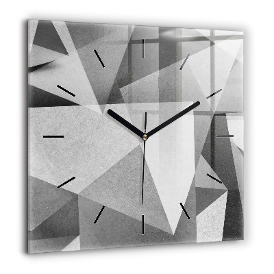 Horloge carrée en verre 60x60 cm Abstraction géométrique grise