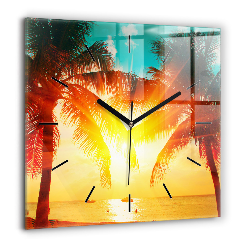 Horloge murale carrée 60x60 cm Vacances Repos Été