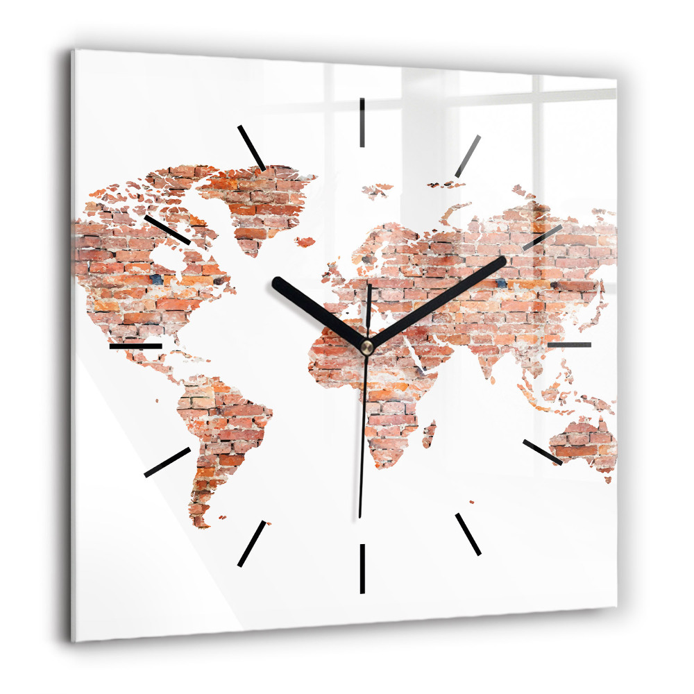 Pendule carrée en verre 60x60 cm Ancienne carte en briques