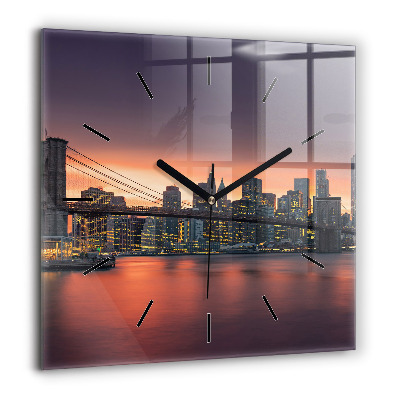 Pendule carrée en verre 60x60 cm New York East River