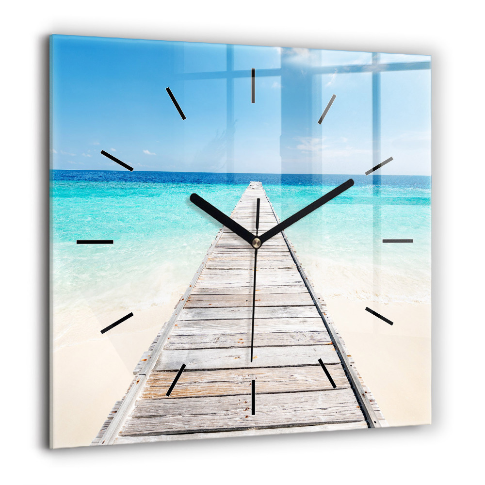 Horloge murale carrée 60x60 cm Île tropicale