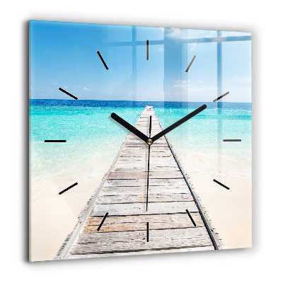 Horloge murale carrée 60x60 cm Île tropicale
