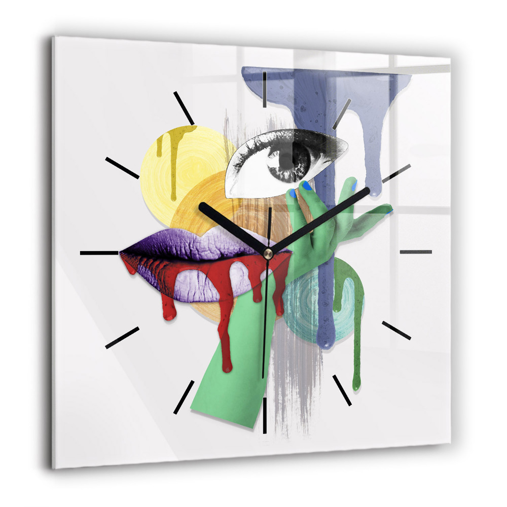 Horloge murale carrée 60x60 cm Collage surréaliste