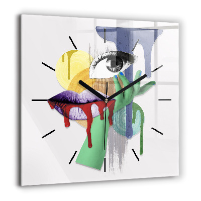 Horloge murale carrée 60x60 cm Collage surréaliste