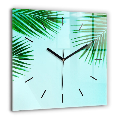 Horloge murale carrée 60x60 cm Palmiers verts
