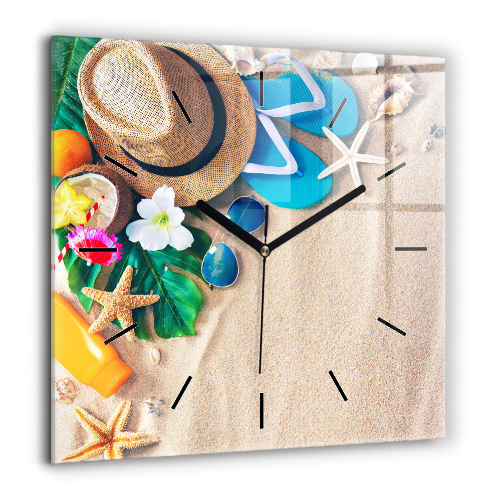 Pendule carrée en verre 60x60 cm Accessoires de vacances