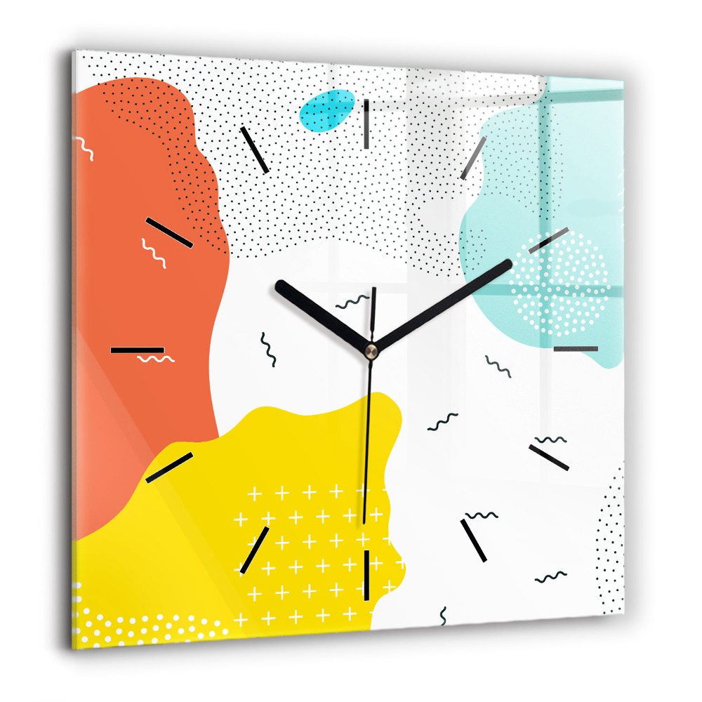 Pendule carrée en verre 60x60 cm POP abstrait
