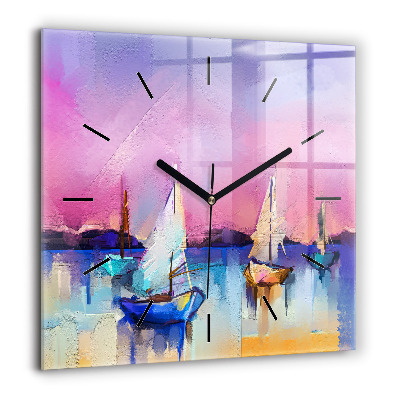 Horloge carrée en verre 60x60 cm Paysage marin