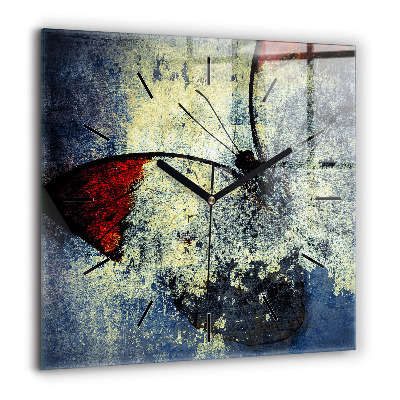 Horloge murale carrée 60x60 cm Papillon style vintage