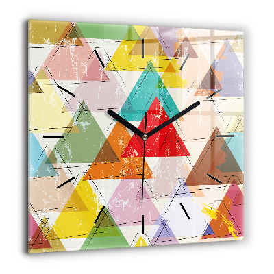 Pendule carrée en verre 60x60 cm Triangles géométriques