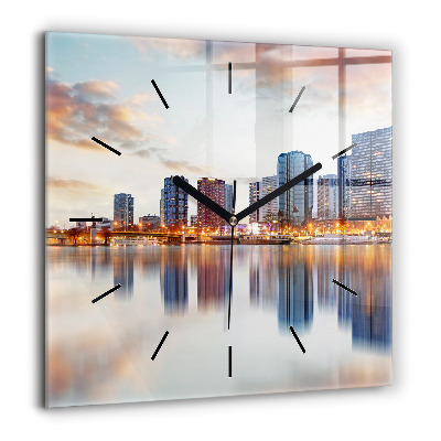 Horloge carrée en verre 60x60 cm Panorama avec la Tour Eiffel