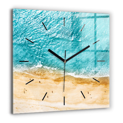Horloge carrée en verre 60x60 cm Personnes sur la plage