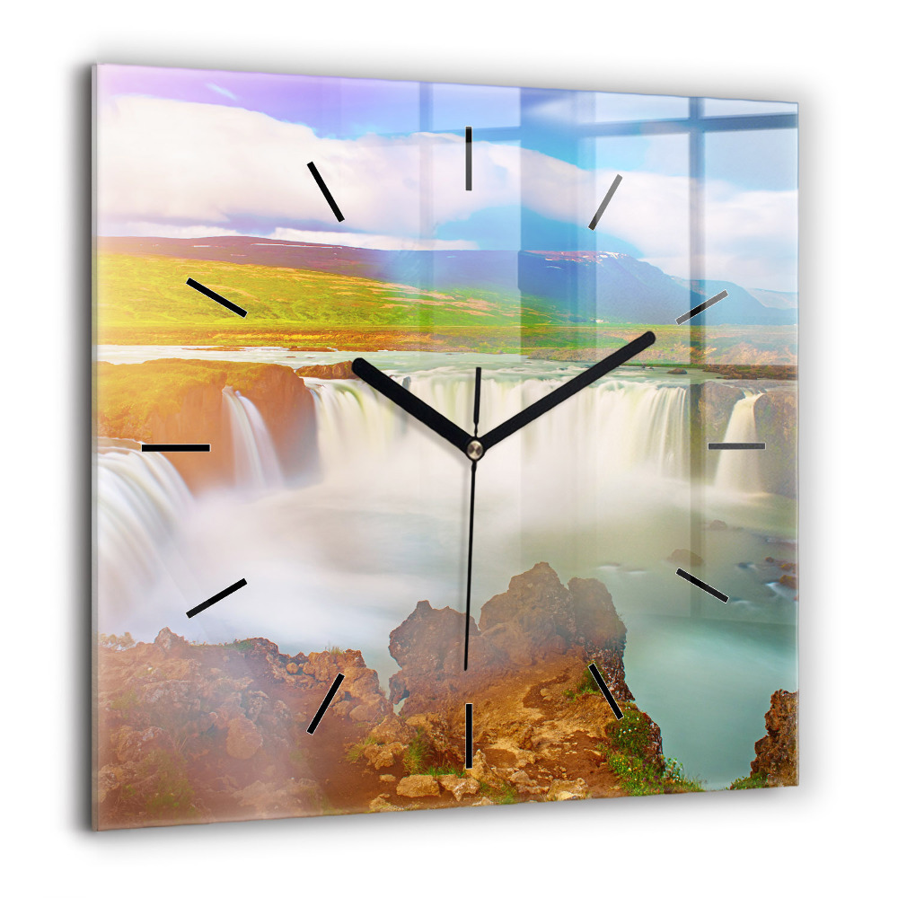 Horloge murale carrée 60x60 cm Godafoss en Islande
