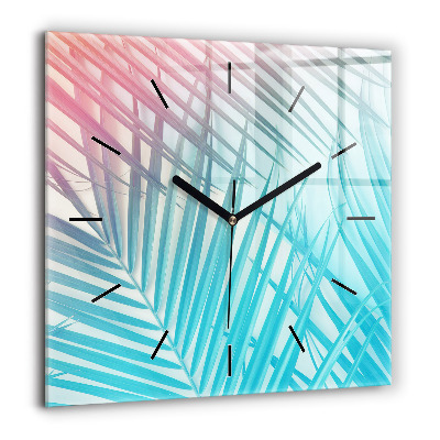 Horloge murale carrée 60x60 cm Palmier tropical