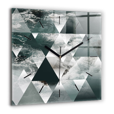 Pendule carrée en verre 60x60 cm Vagues de mer abstraites