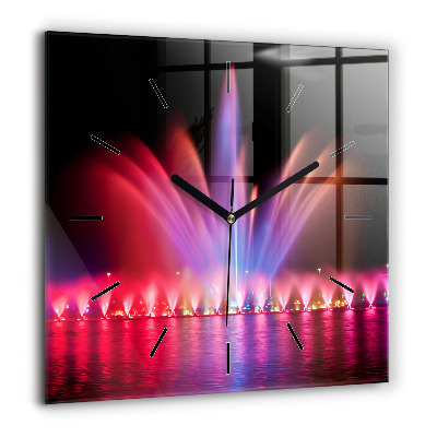 Pendule carrée en verre 60x60 cm Fontaine de Wrocław la nuit